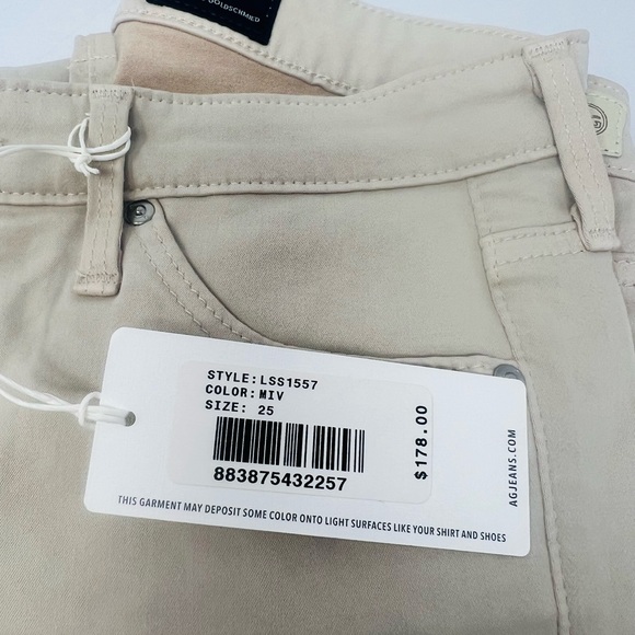 NWT AG Adriano Goldschmied Jeans The Prima Crop Khaki Size 25 - Picture 6 of 9